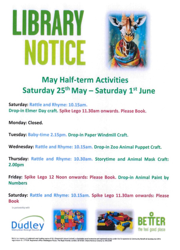 Lye Library - May Half Term Children's Actvities